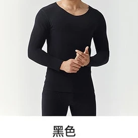 新款男士双面德绒抗静电保暖秋衣高弹修身弹力秋衣无痕紧身打底衣