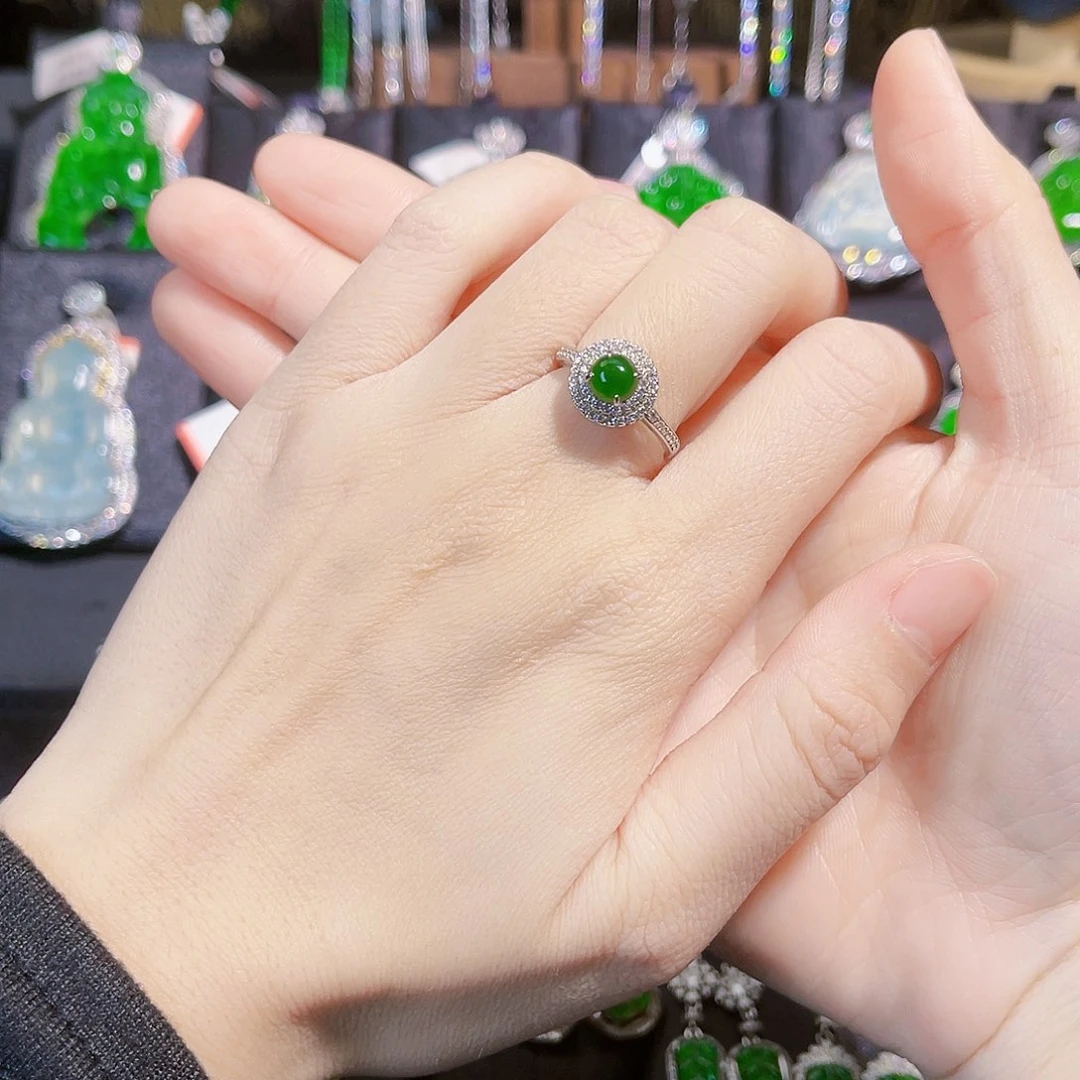 翡翠颈饰银S925镶嵌粉****忆戒指