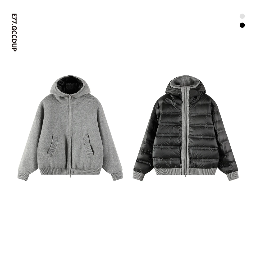 『织光者』90白鸭绒大王系列空气无缝压胶连帽针织羽绒服