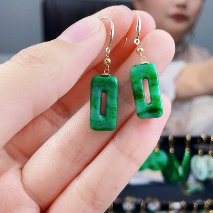 翡翠耳饰18K金镶嵌饰品