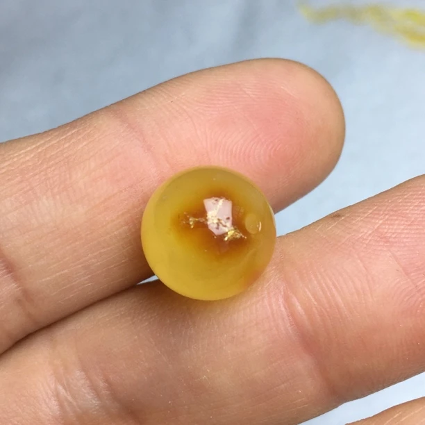 有瑕疵蜜蜡圆珠约1mm原石手作天然原矿保真无烤色无优化