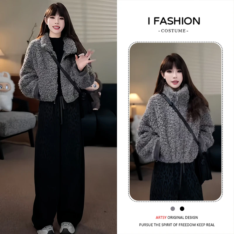 高级感复古洋气时尚短外套女2025年冬季新款加棉加厚拉链开衫上衣