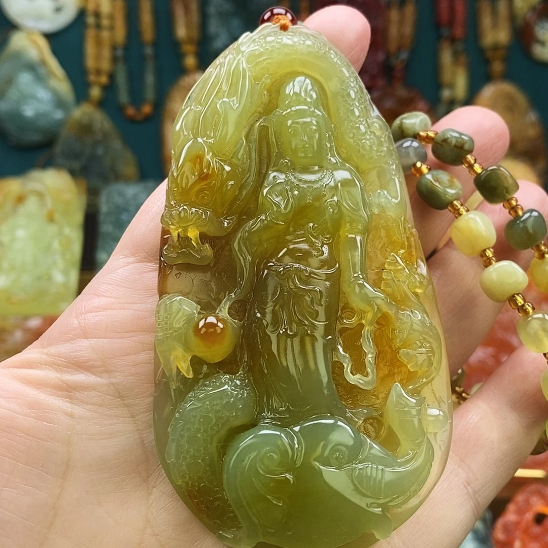 蛇纹石玉未镶嵌颈饰精品福利观音