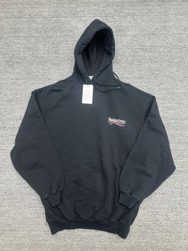 99新 Balenciaga/巴黎世家 xs 巴黎世家海浪帽衫 黑色