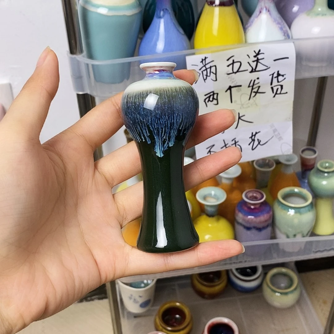 摆件巴掌大不插花景德镇高温陶瓷小花器