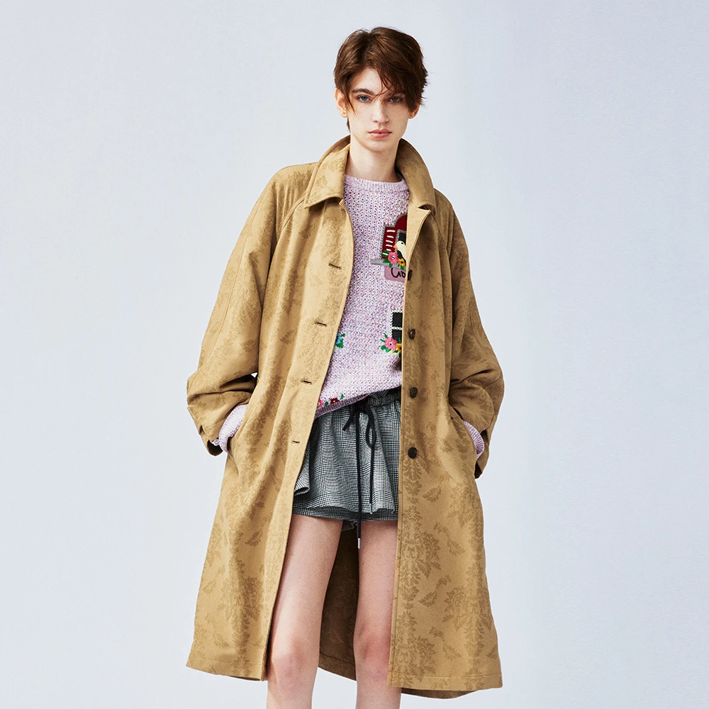 UOOYAA/乌丫2025春季新款「我爱我家」古典提花巴尔玛肯大衣 9168