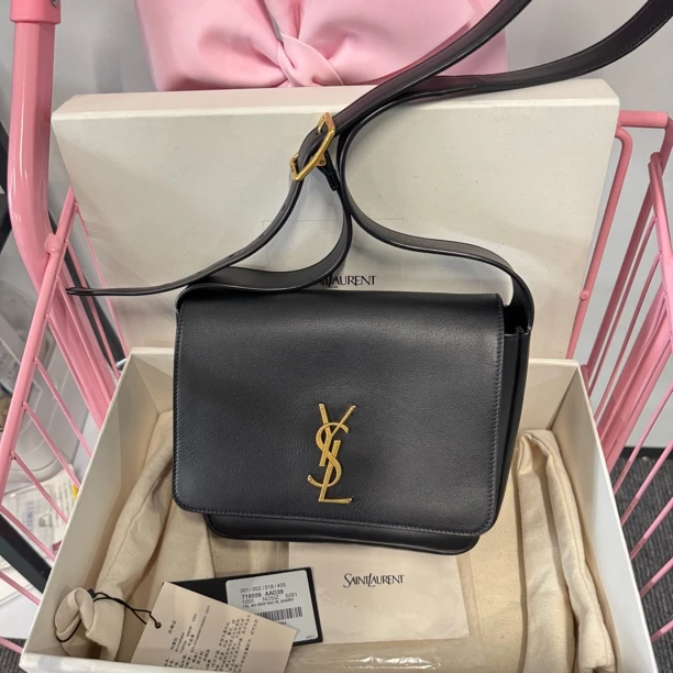 95新 YSL/圣罗兰 黑金翻盖单肩包/jm