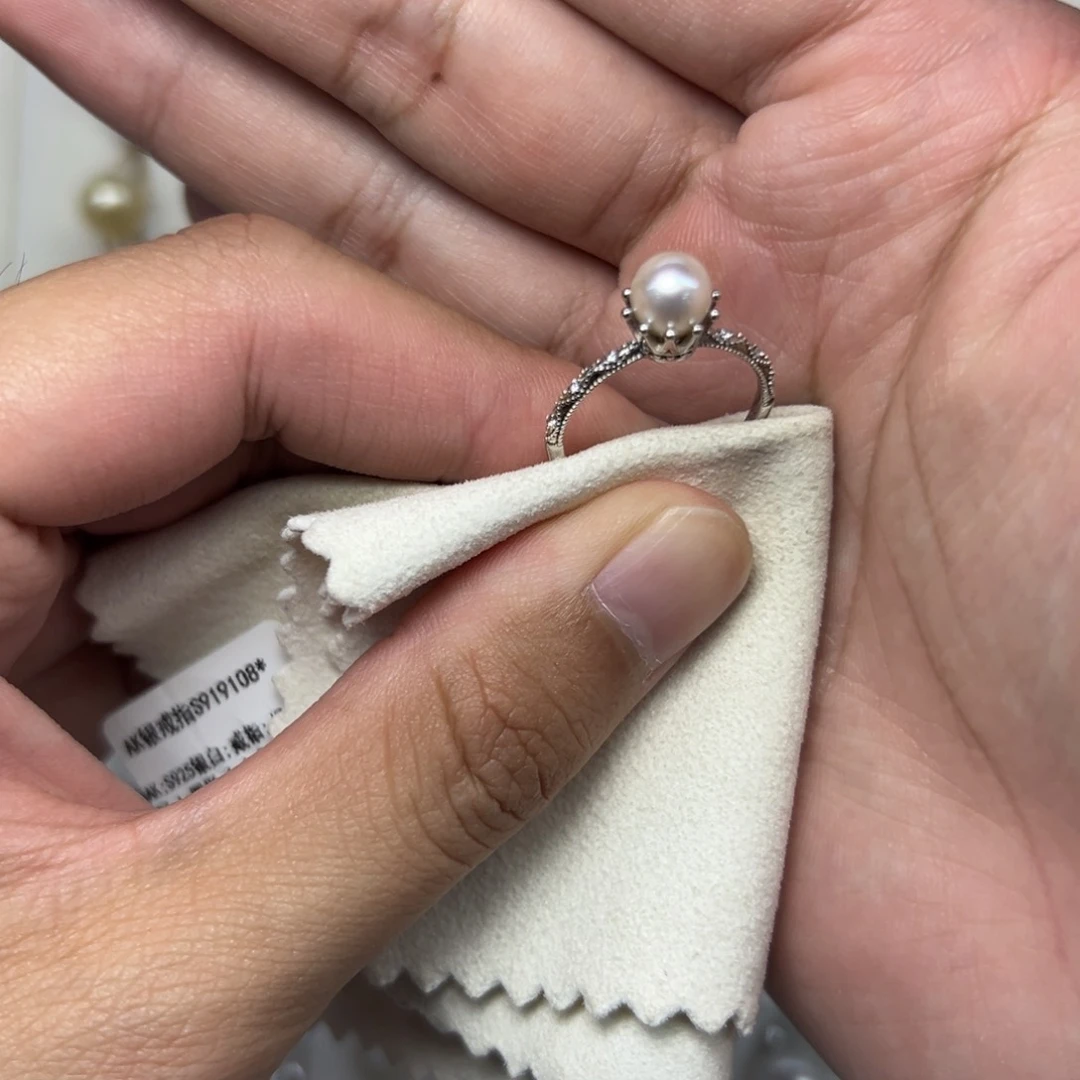 银S925镶嵌戒指海水珍珠6.5mm海水Ak戒指