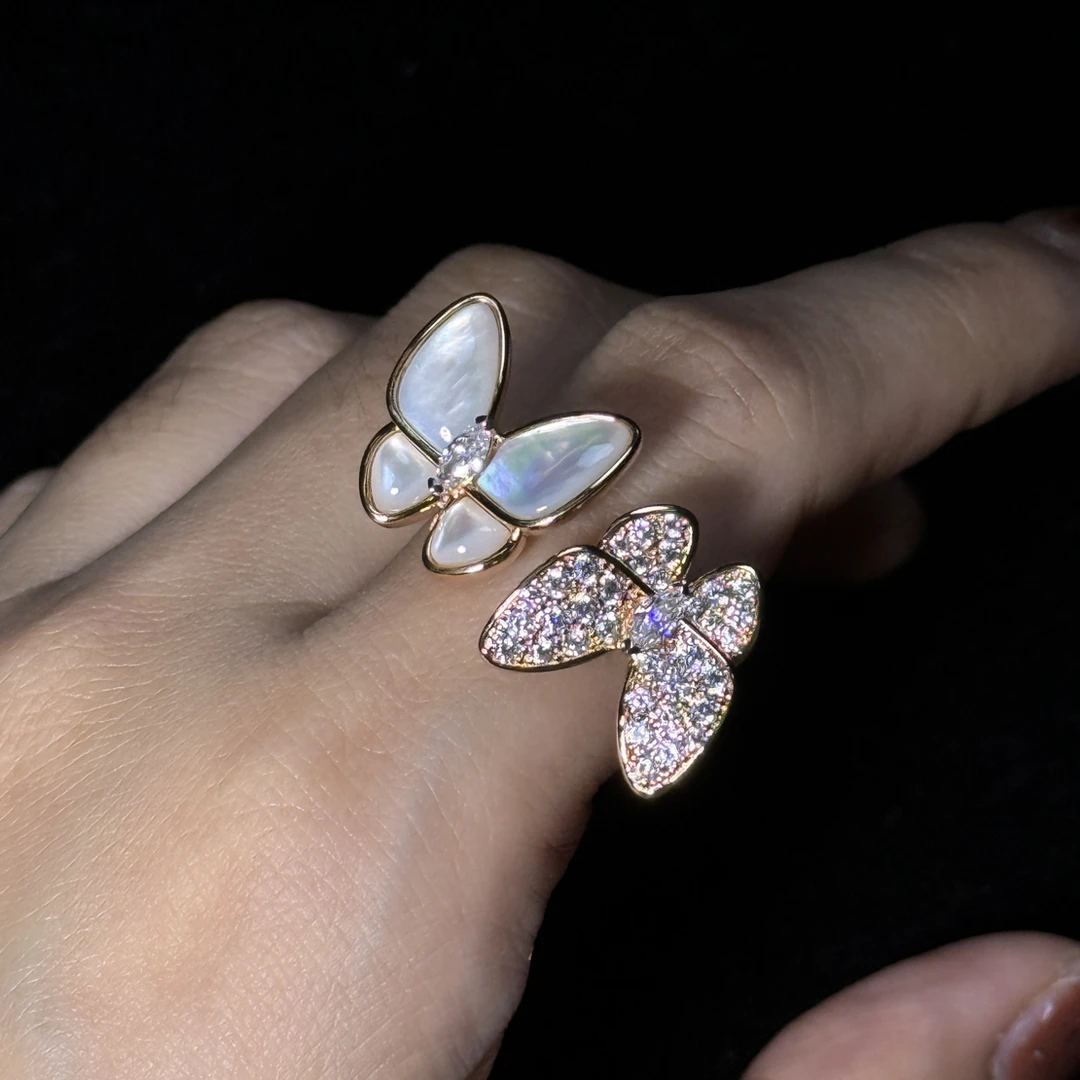 合金贝壳戒指 轻奢百搭蝴蝶戒指仙女简约