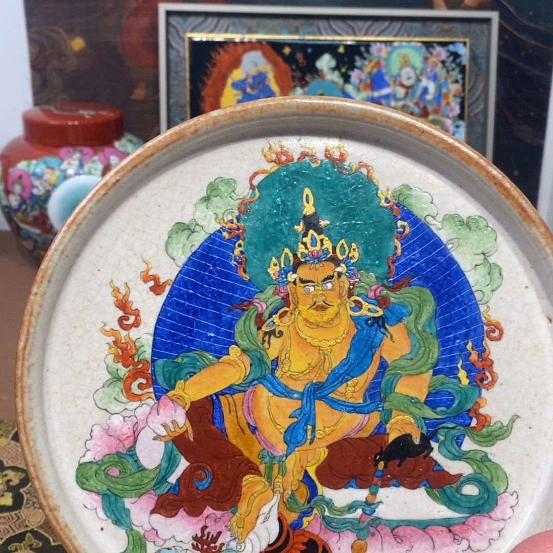 手工手绘黄财财茶盘