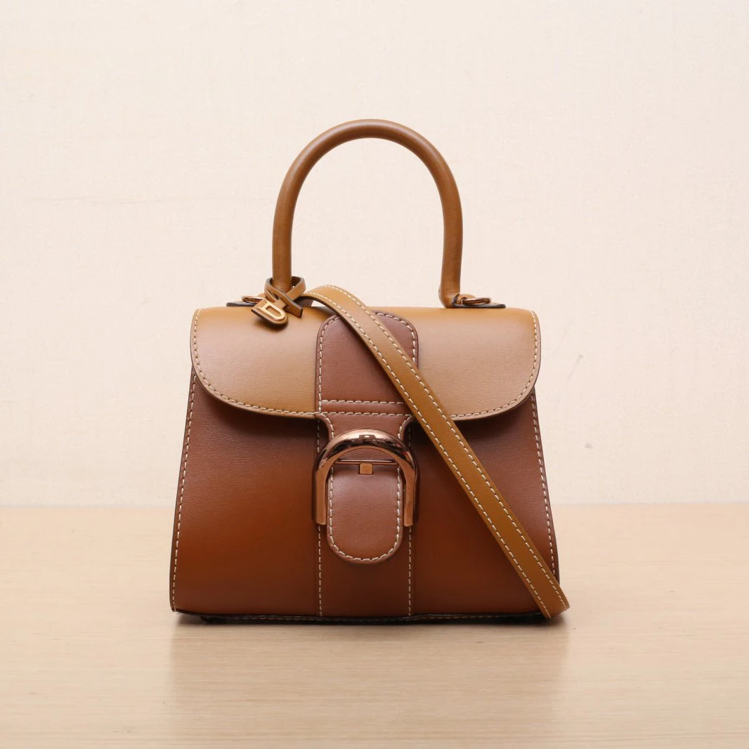 99新 Delvaux/德尔沃 小花JerryBrillant Mini 外缝线 金棕色包