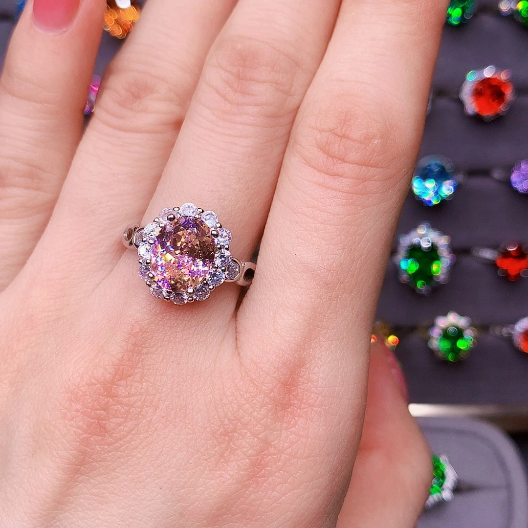 足银帕帕拉恰粉色开口戒指