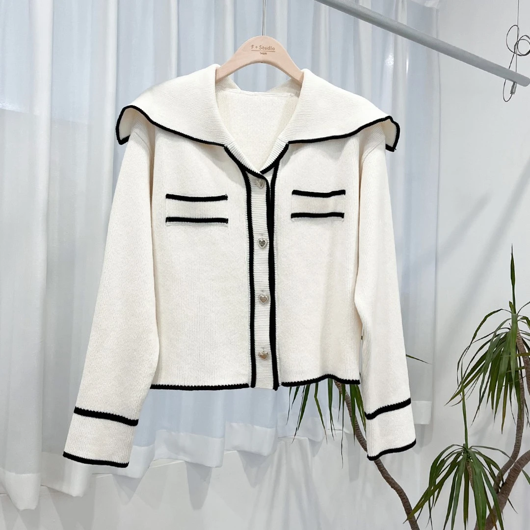 【糖霜外套】 海军领毛衣开衫FS201S055