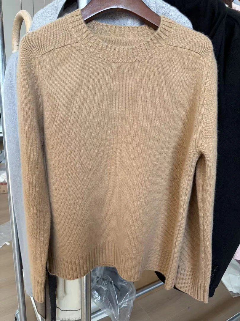 经典圆领马鞍肩纯  山羊绒 小山羊绒 加密加厚套头衫