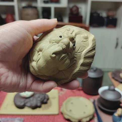 茶杯紫砂小*杨貔貅手把件手工制作