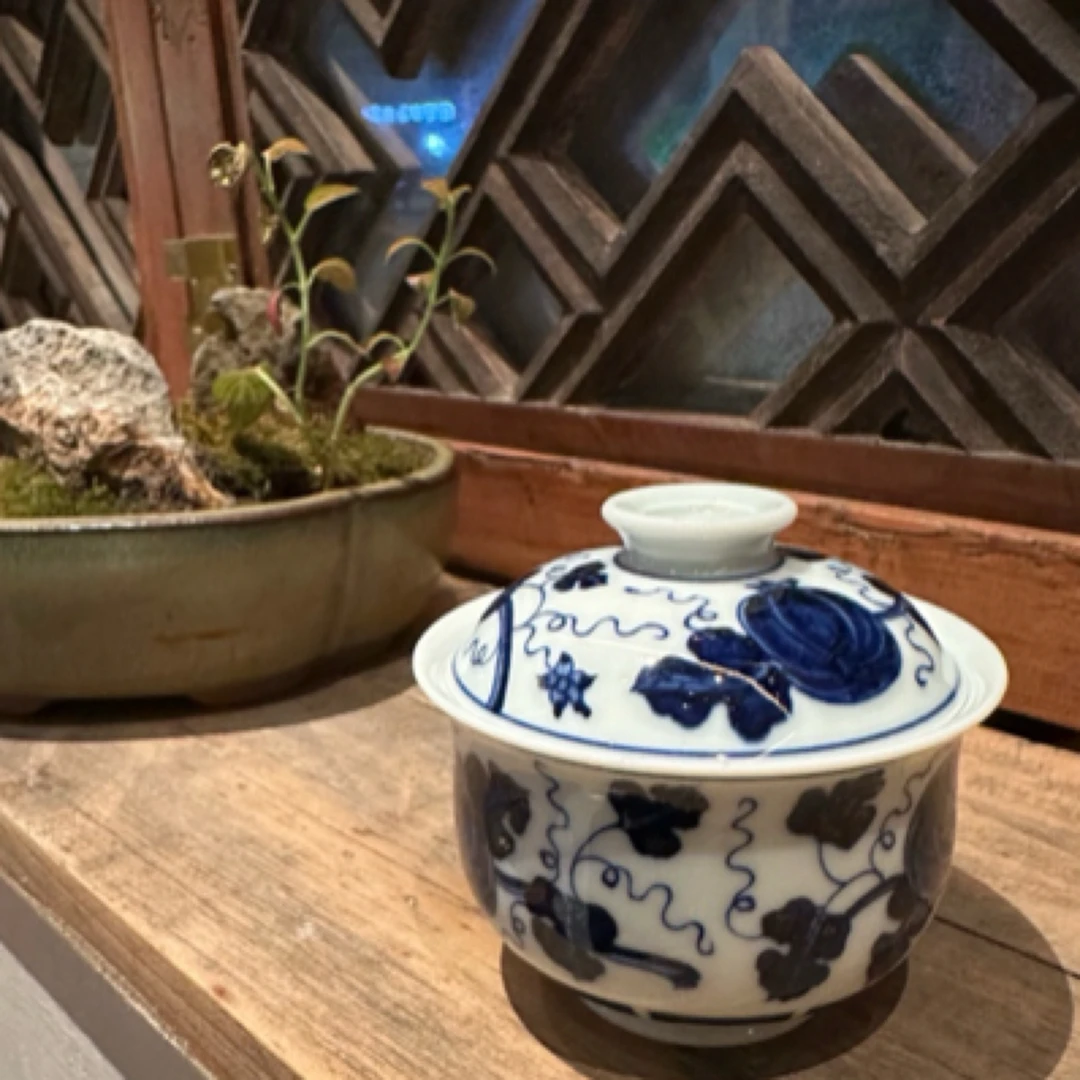 景德镇青花西瓜盖碗/主人杯