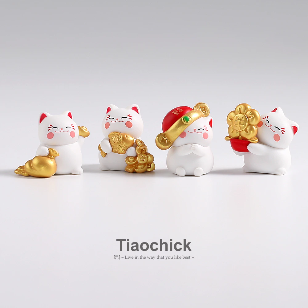 可爱招财猫桌面小摆件工位办公电脑显示屏装饰品汽车中控台摆设