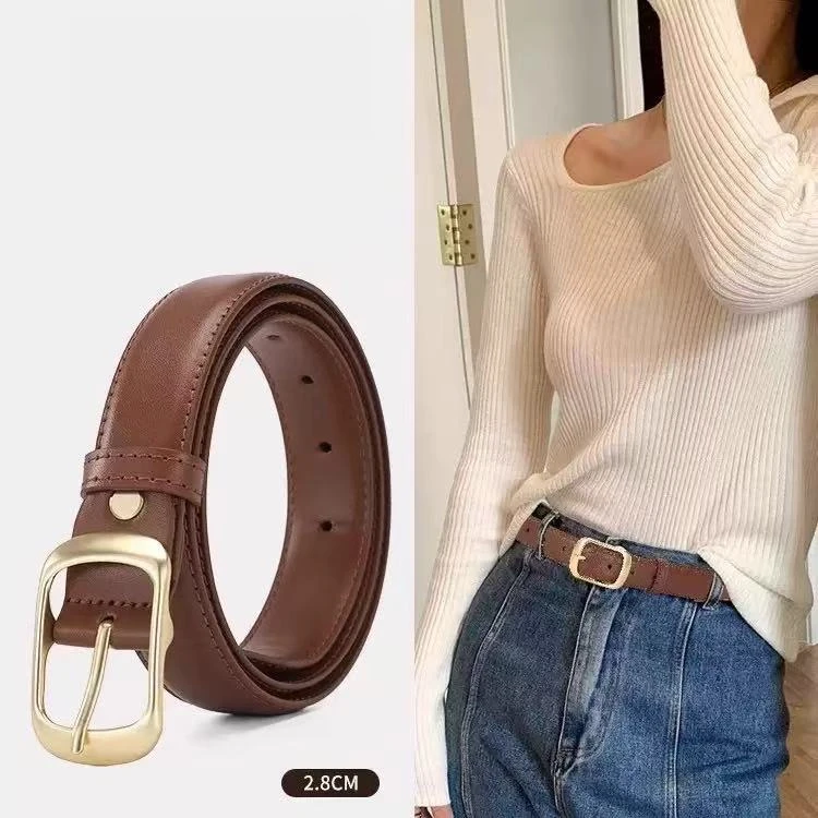 2025年新款轻奢时尚腰带女士百搭牛皮裤带