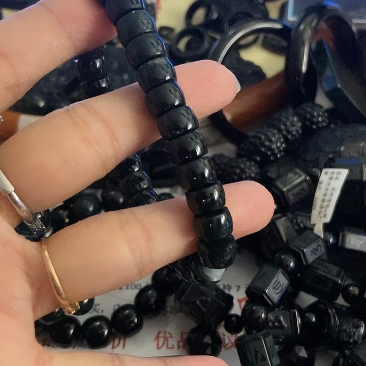 翡翠未镶嵌手链墨翠10