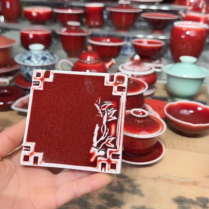 景德镇陶瓷红马坊杯垫