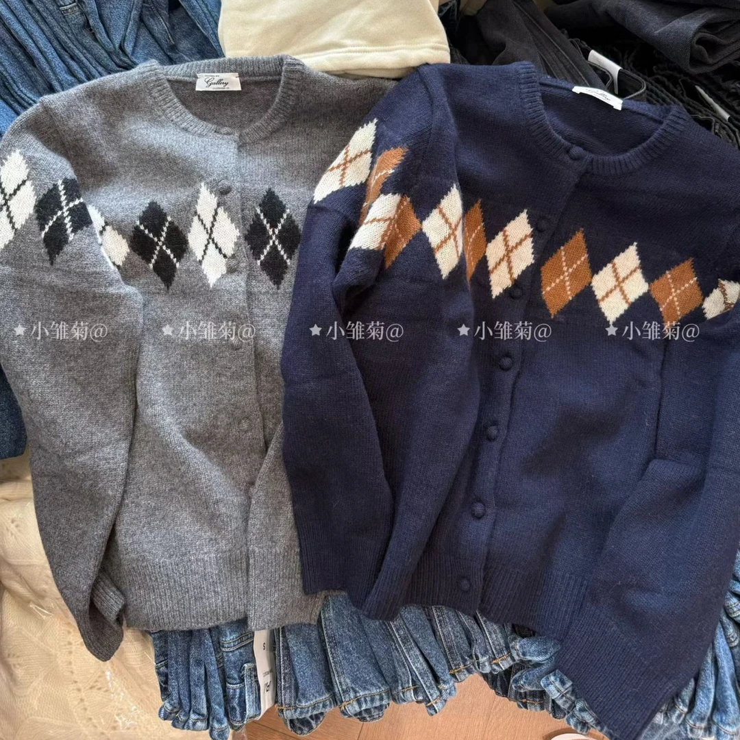 韩国正品 格纹开衫 联系店铺客服购买