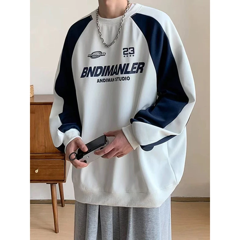 【11133瑕疵款】精品 春装新款青少年学生宽松拼接撞色套头圆领卫衣