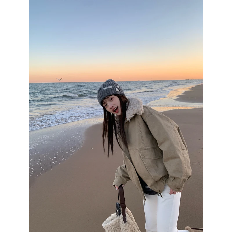 「高智巴恩」重工水洗90白鸭绒派克羽绒服 铆钉毛领外套511WT1