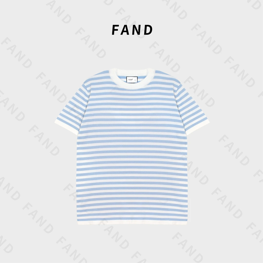 FAND依依【babyblue】2025爆款夏季情侣装针织提花宽松圆领短袖T恤