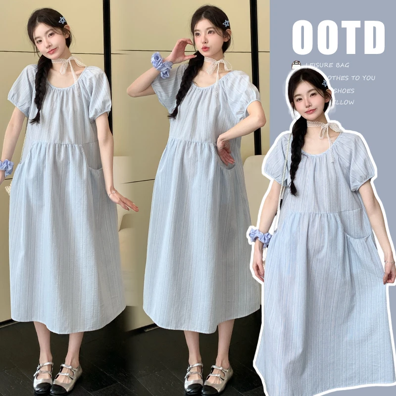 (优质版)孕妇装夏季2025时髦减龄辣妈夏季新款孕妇装韩版连衣裙