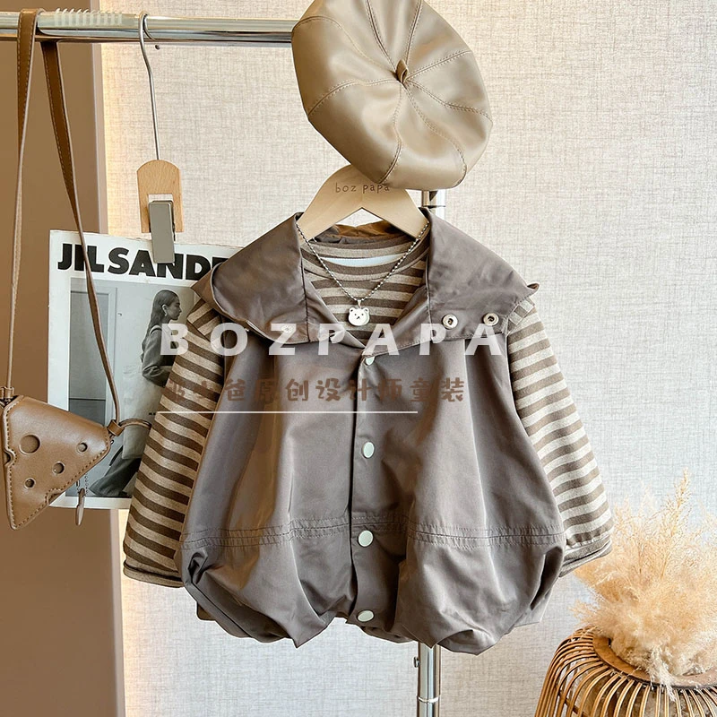 【生巧棉花糖】韩版男宝25新款春秋儿童网红炸街童装蓬感马甲套装