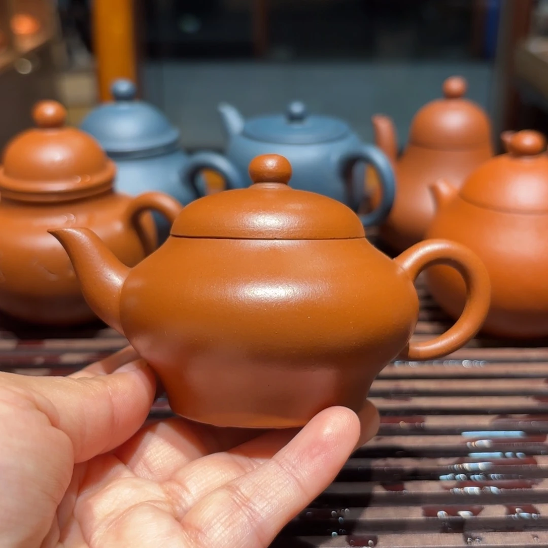紫砂壶九十年代朱泥扁灯105cc
