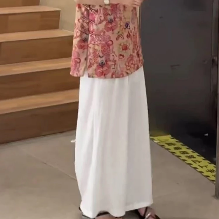 韩系高腰木耳边裤腿休闲裤女夏季2025新款甜美减龄直筒九分裤
