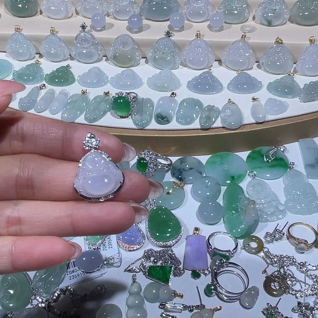 翡翠18K金镶嵌吊坠(不含链)