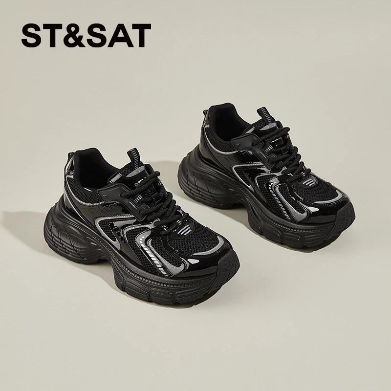 星期六老爹鞋女2024秋冬上新厚底网面透气时尚复古休闲百搭运动鞋