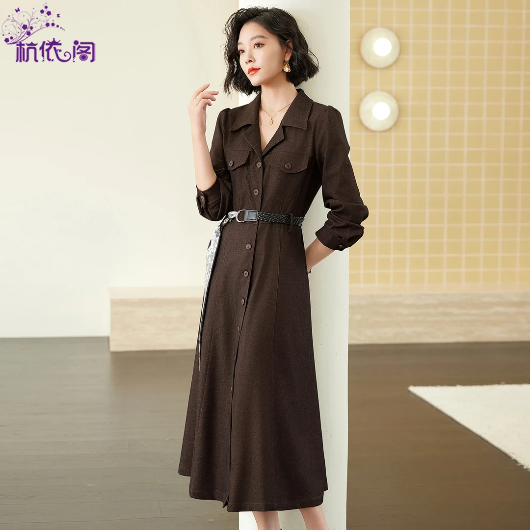 长袖连衣裙女2025秋季新款轻奢高级感气质通勤大方得体显瘦长裙子