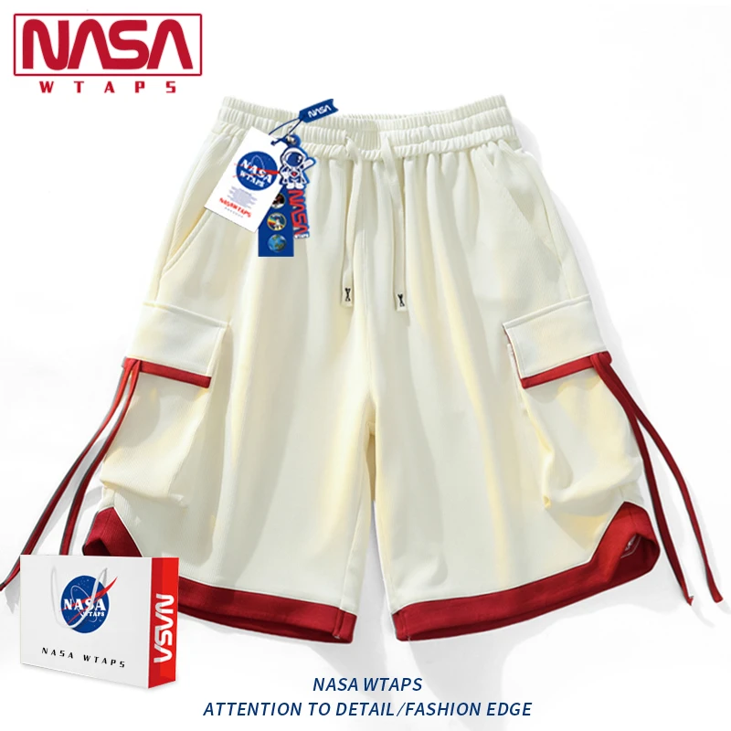 NASA WTAPS潮牌冰丝五分运动短裤男潮流宽松拼色抽绳休闲百搭裤子
