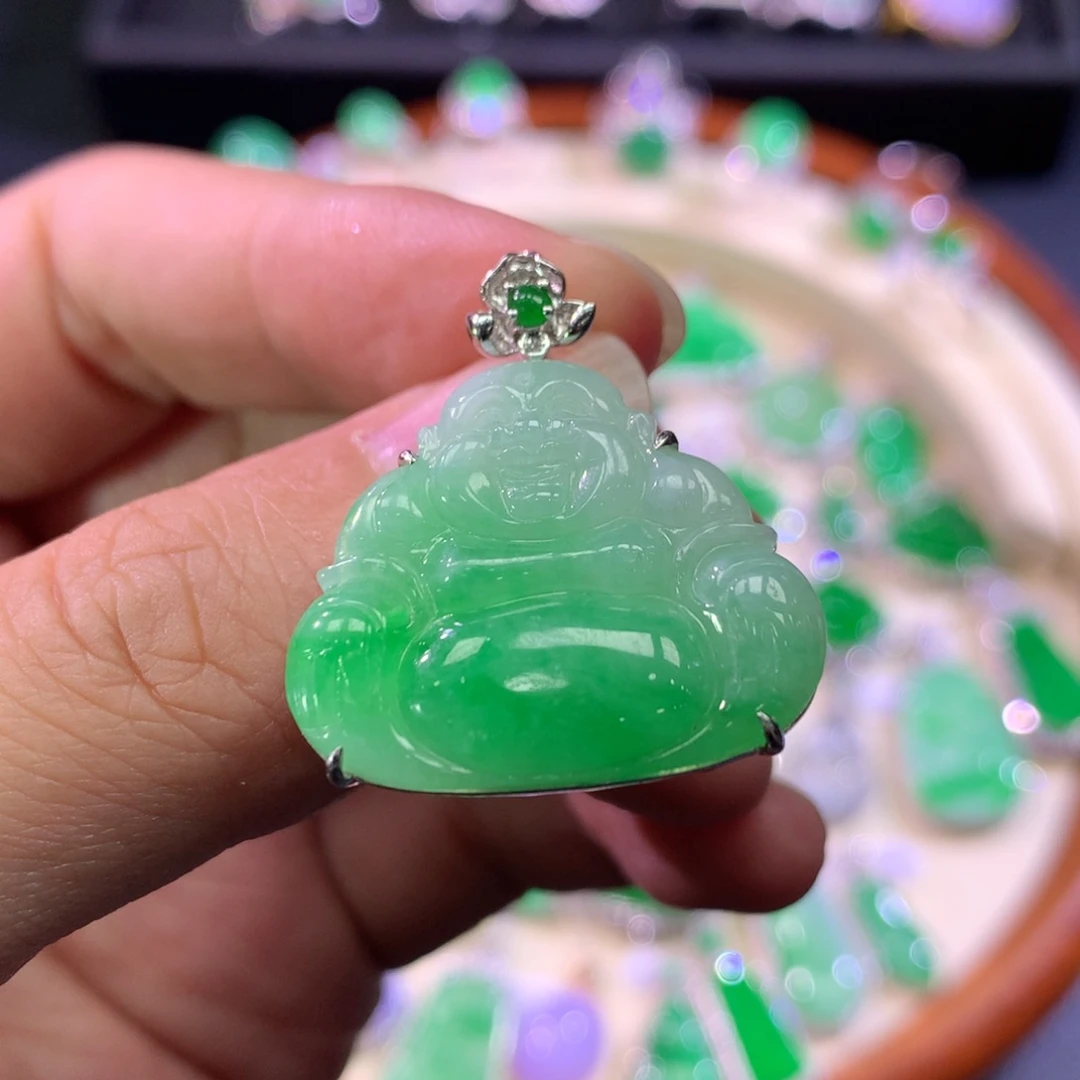 翡翠18K金镶嵌吊坠(不含链)