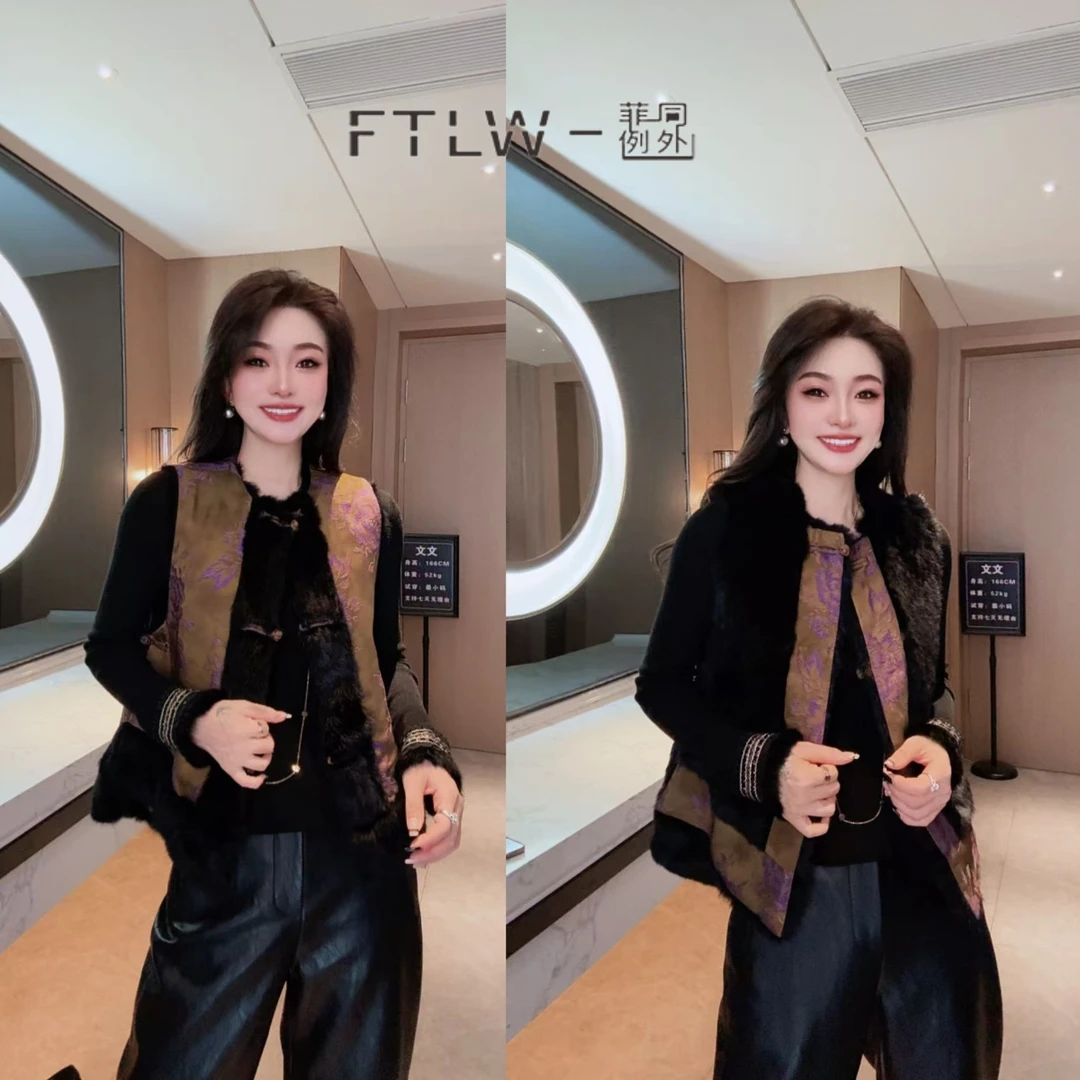 板熙FTLW-【古印玫瑰】高级感气质时尚优雅女装双面穿棉马夹-3983