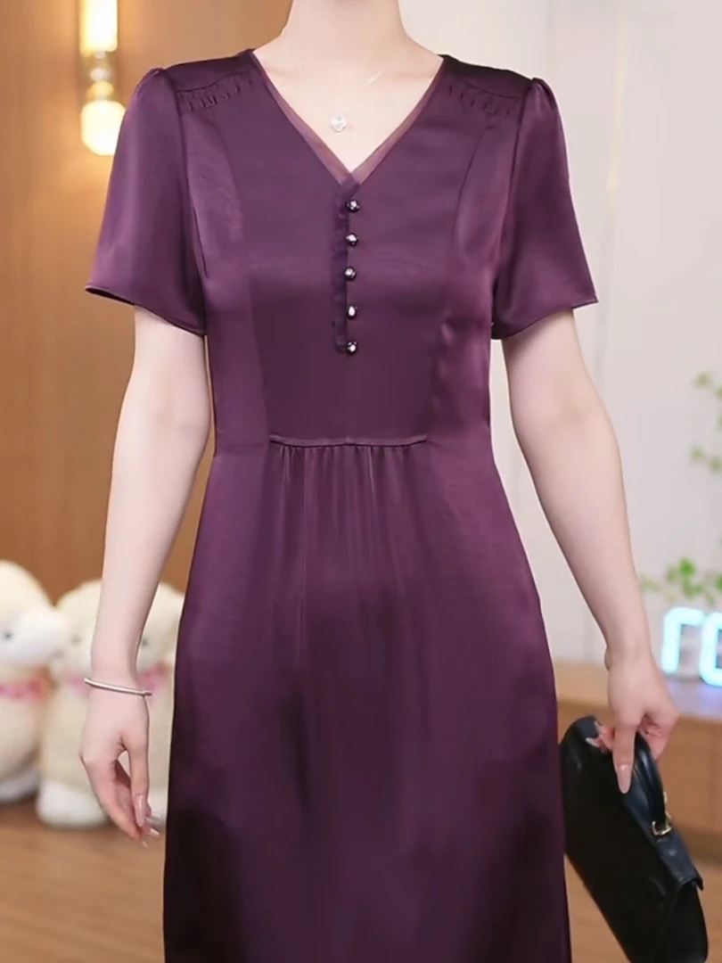 【直播专享】桑蚕丝裙子女夏季2025新款连衣裙真丝显瘦遮肉国风中式