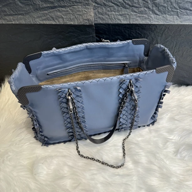 95新 BOTTEGA VENETA/葆蝶家 【小考拉】BV 蓝色托特单肩包