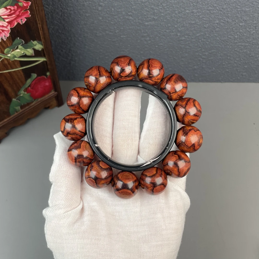 正宗海南黄花梨1.8手串X纹黑线天然大气个性十足材质保真