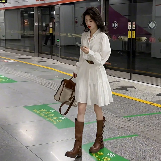 白色衬衫连衣裙子女夏2025春季新款今年流行爆款海边度假短裙套装