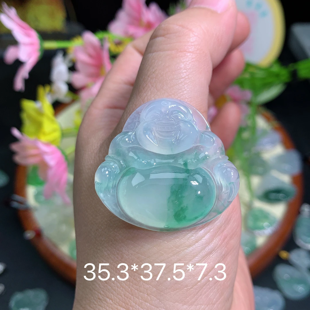 缅甸翡翠A货冰种雕刻佛公钟吊坠挂件水润百搭精致玉冰挂坠妈妈精