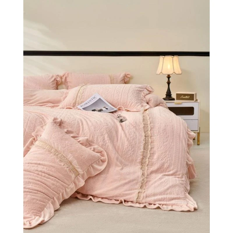 【欢寐】雕花牛奶绒刺绣拼接工艺款牛奶绒四件套秋冬款