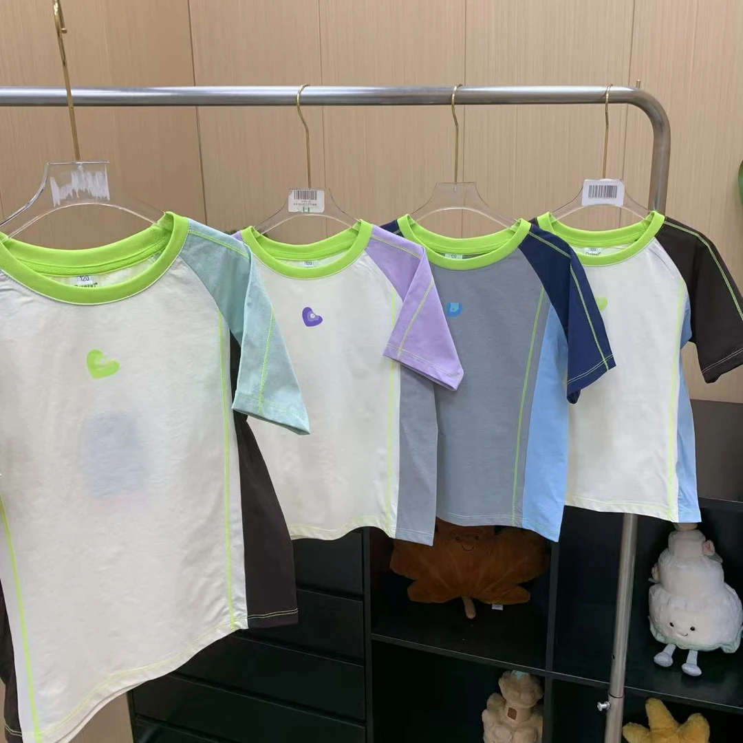 【拼色拼接】儿童25年春夏季新品宣纸速干撞色拼接速干T恤