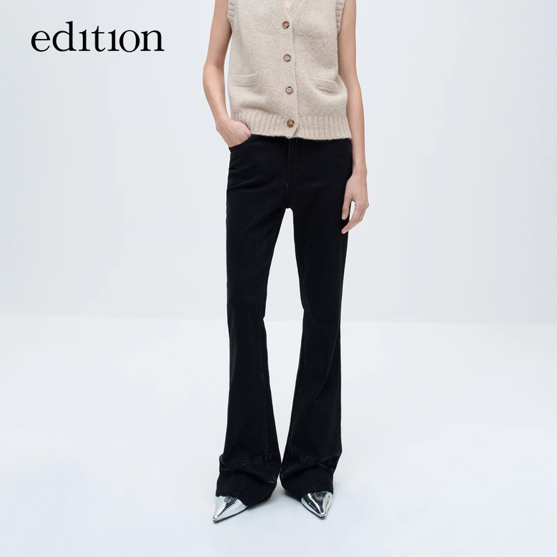 【赵老板专属】edition黑色紧身微喇牛仔裤#EBC4JEN020