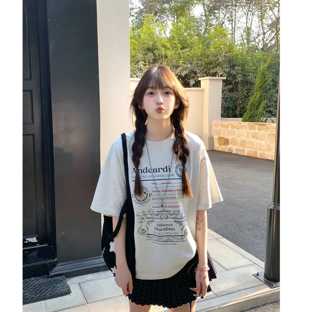 AND家青仓款 美式复古圆领字母印花T恤#7792