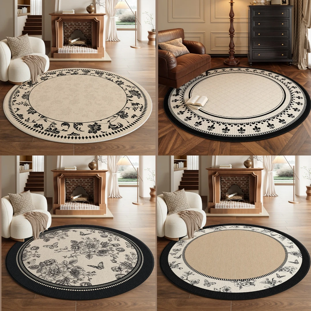 新中式圆形地毯家用书房卧室防滑加厚地垫隔音隔水耐磨卧室床边毯