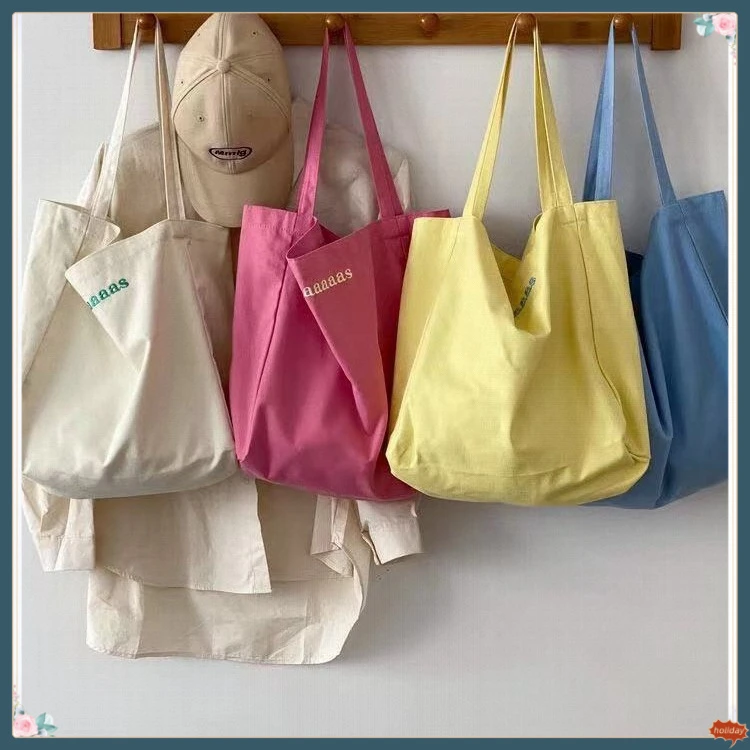 ins奶油色系小众单肩帆布包简约学生日常背托特包粉色包包D184