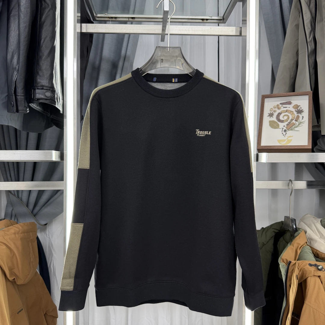 L573加绒长袖针织衫男圆领保暖冬季新款休闲毛衣打底衫百搭